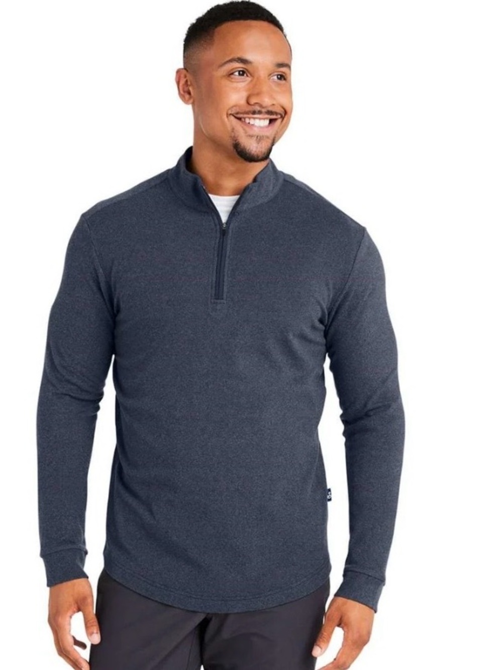 Swannies Men's Navy Heather Emery Quarter Zip Sweater